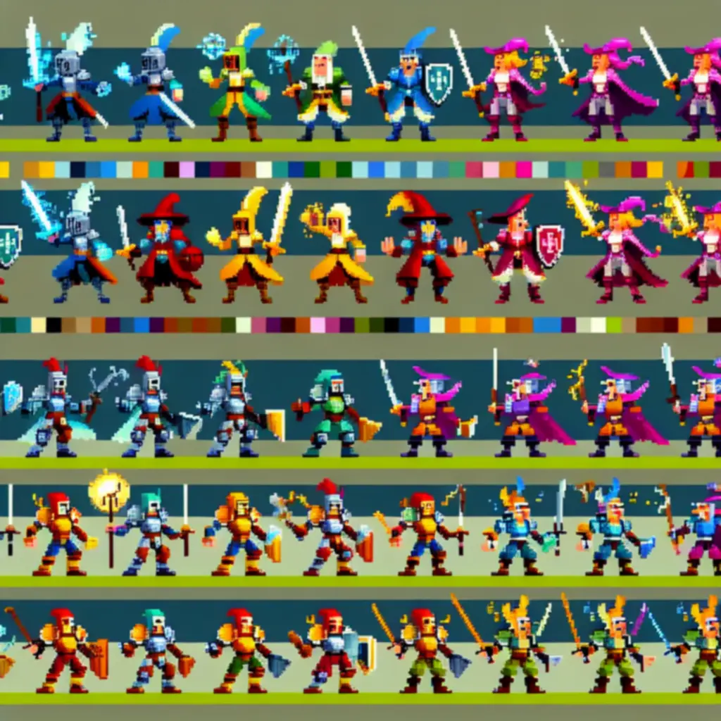 Zestaw skórek w różnorodnej stylistyce pixel-art