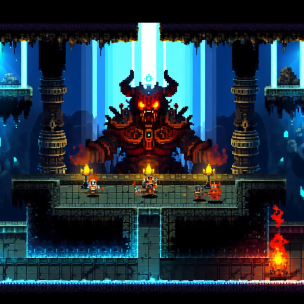 Pojedynek z potężnym bossem w komnacie lochu